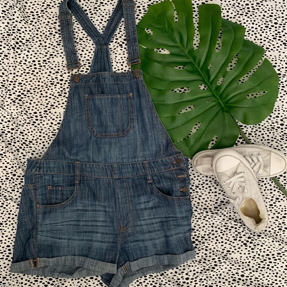 Express Denim Overall Shorts